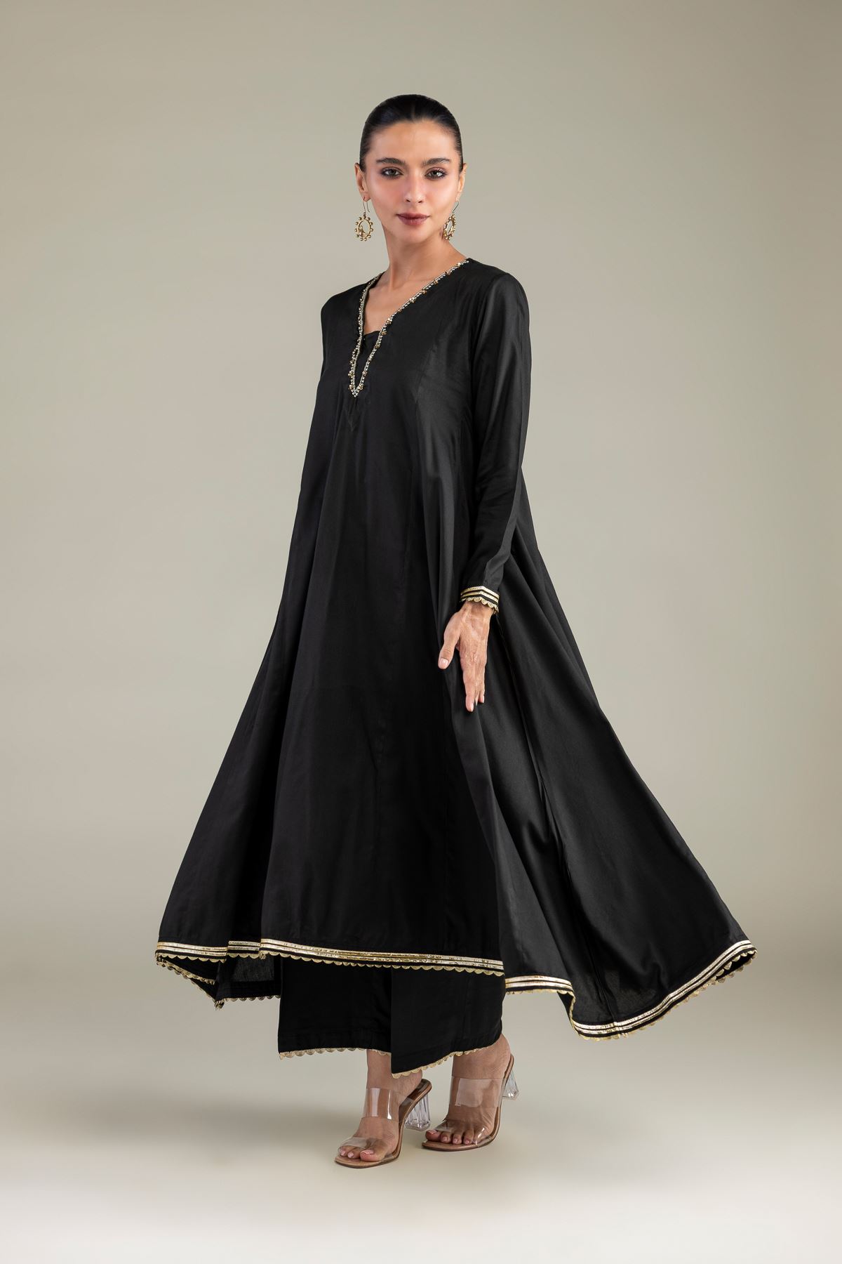 Dyed Blended Twill Kurta - 8-26-303-A-C1-VG